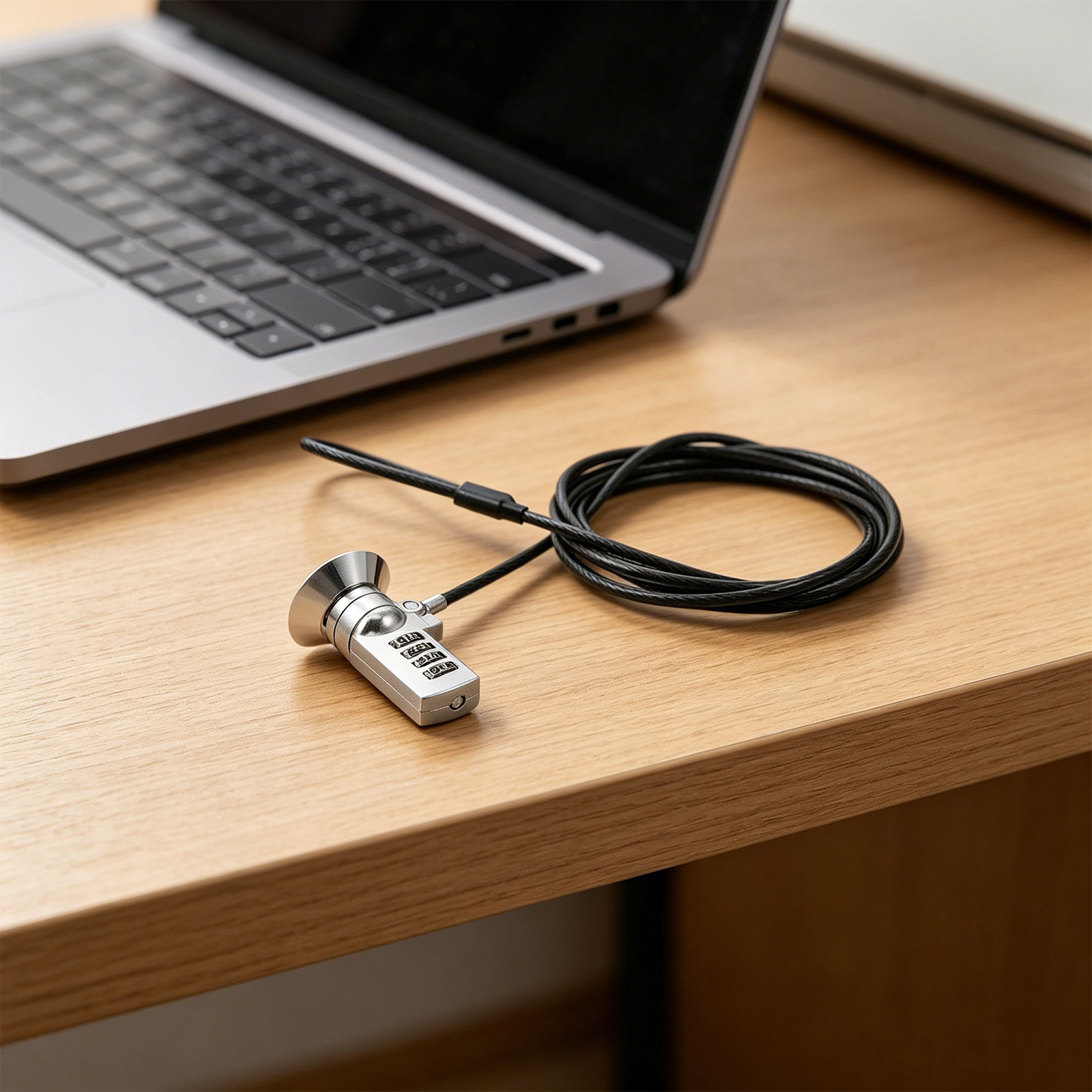 Laptop Lock Cable - 1セットのコンビネーション式ノートパソコン用ロック。4桁の数字で設定可能、持ち運び可能な盗難防止ケーブルロック。鍵不要で、オフィス、自宅、旅行など様々な場所で使用可能。