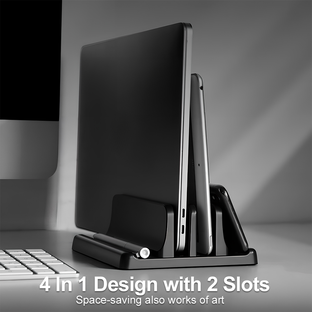 Laptop Stand Riser - 4in1 ラップトップスタンド垂直調整可能な幅省スペースデスクトップノートブックホルダーユニバーサルラップトップタブレット電話ドックオフィスホーム