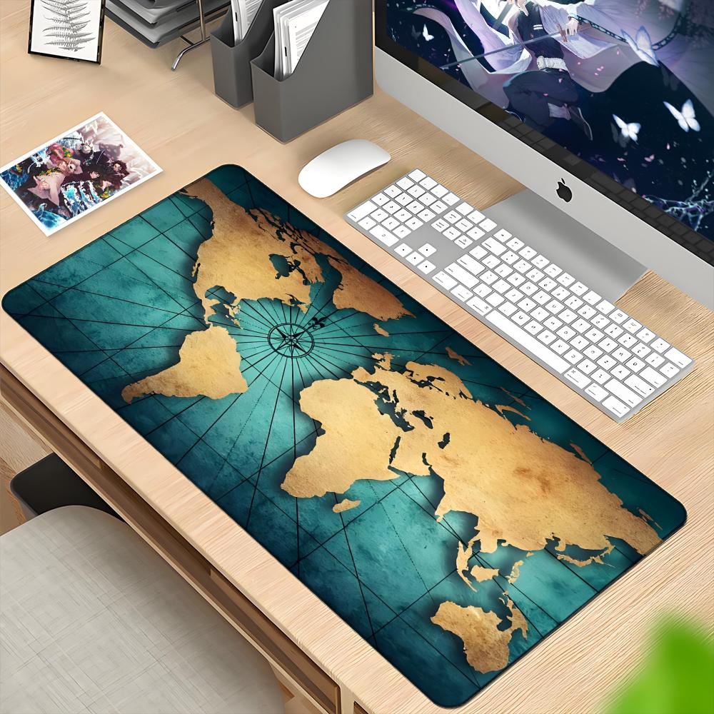 Laptop Accessories World - マウスパッド世界地図マウスパッドラップトップキーボードメンズレトロオフィス大型デスクパッドホームカスタムゲーム実用的な90x40cmアクセサリー