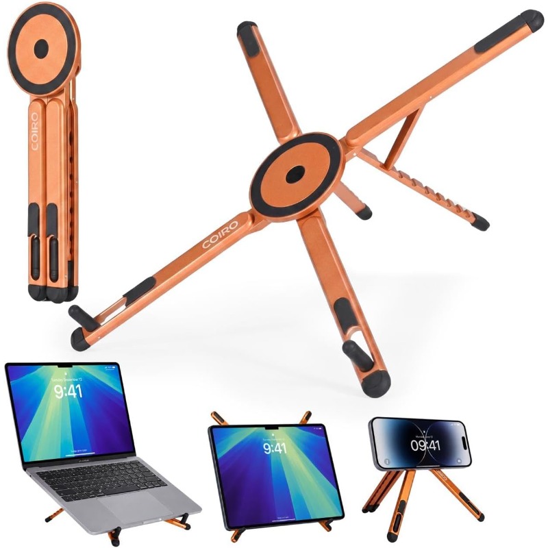 Laptop Stand Riser - 3-in-1 マグネット式折りたたみスタンド ノートパソコン・タブレット・スマホ対応 ポータブルアルミ製ラップトップライザー デスク、自宅、旅行用 多角度調整可能