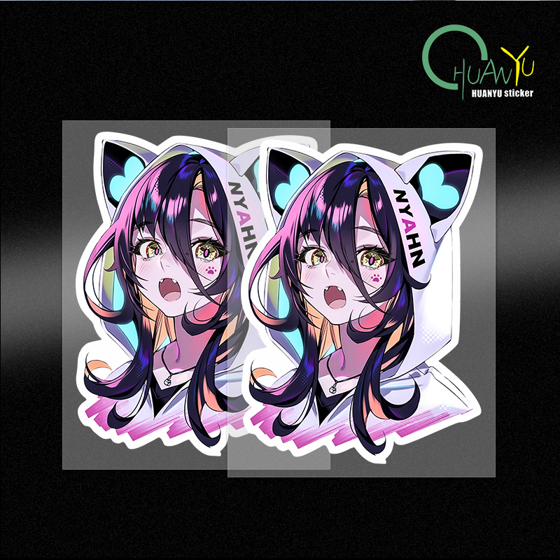 Laptop Accessories Cool - 未来スタイルかわいいアニメガールヘッドウォールステッカークールカラフルなゲームルームラップトップデカール傷防止リビングルーム壁画