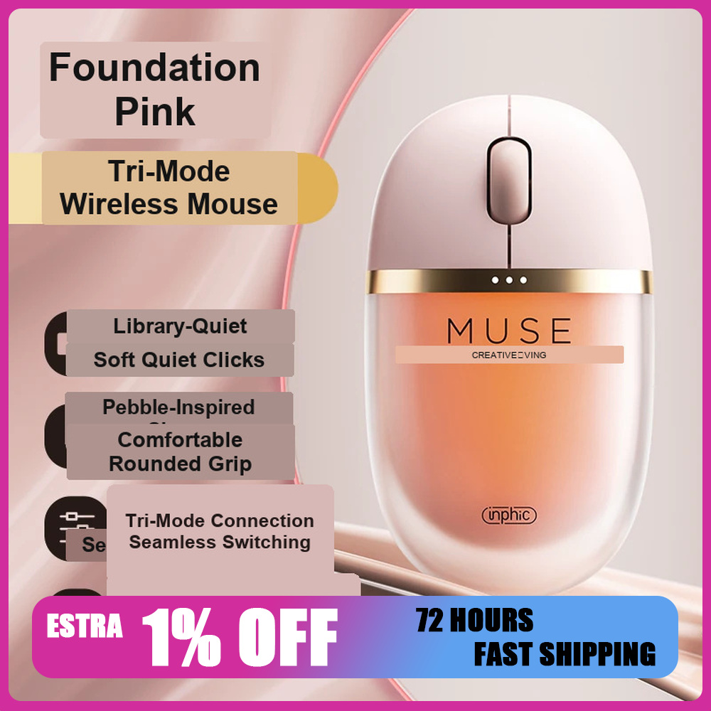 Laptop Accessories Gifts - Inphic MUSE マウス、リキッドファンデーション風デザイン、ワイヤレス、3つのモードに対応、DPI調整可能、静音設計、オフィス用、ノートパソコン用、アクセサリー、ギフト。