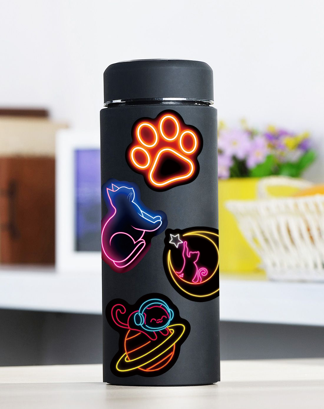 50 個クールかわいいネオンライト猫ステッカーかわいい美的デ - Laptop Accessories Cool のレビューと価格