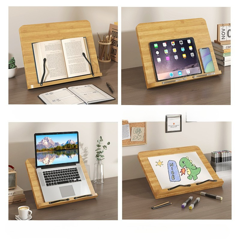 木製読書用ブックスタンド、多機能ラップトップサポート、8段階 - Laptop Related Accessories のレビューと価格