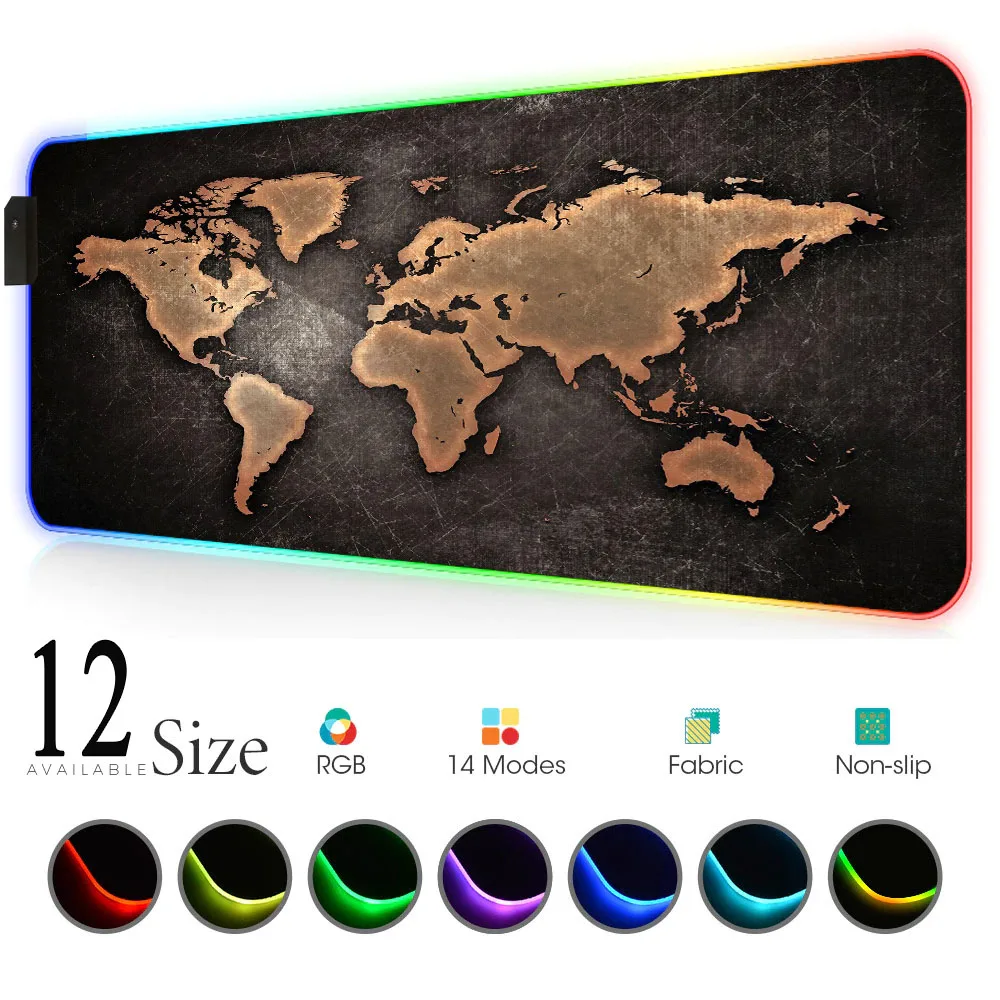 RGB LEDバックライト付きゲーミングマウスパッド,世界地 - Laptop Accessories World のレビューと価格