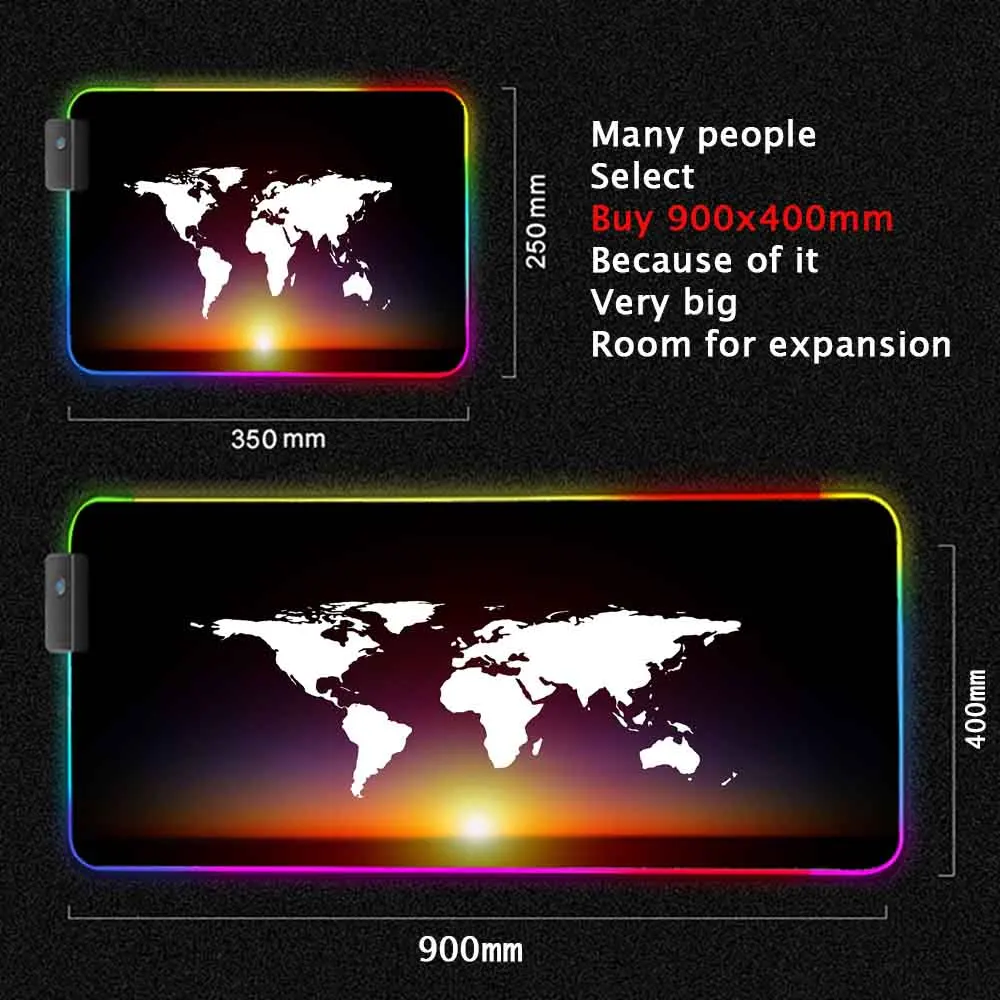 RGB LEDバックライト付きゲーミングマウスパッド,世界地 - Laptop Accessories World のレビューと価格