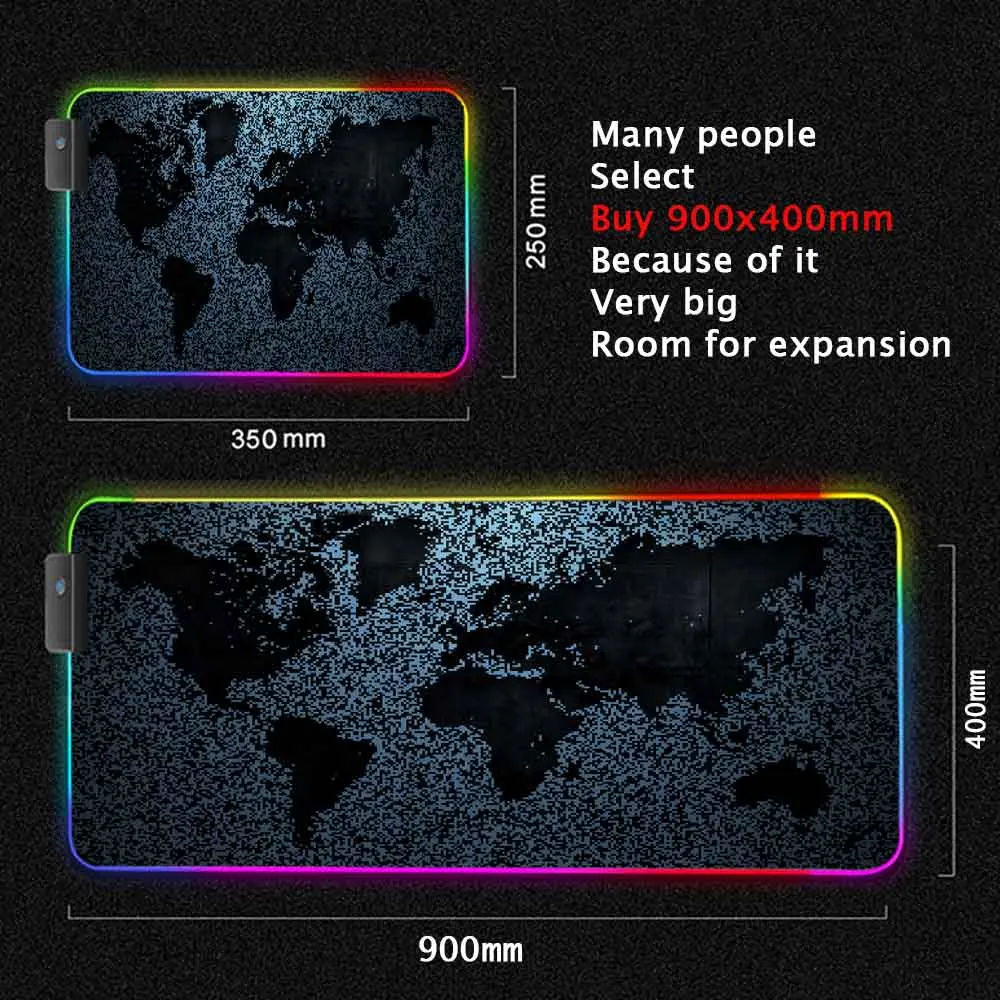 RGB LEDバックライト付きゲーミングマウスパッド,世界地 - Laptop Accessories World のレビューと価格