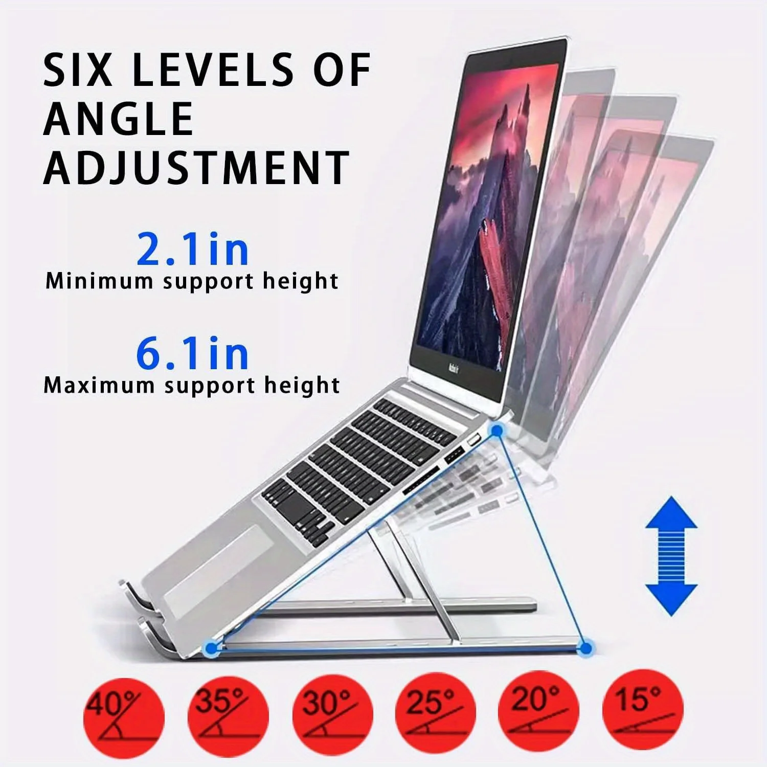 調節可能なアルミニウム製ラップトップスタンド - 6段階の高 - Laptop Stand Riser のレビューと価格