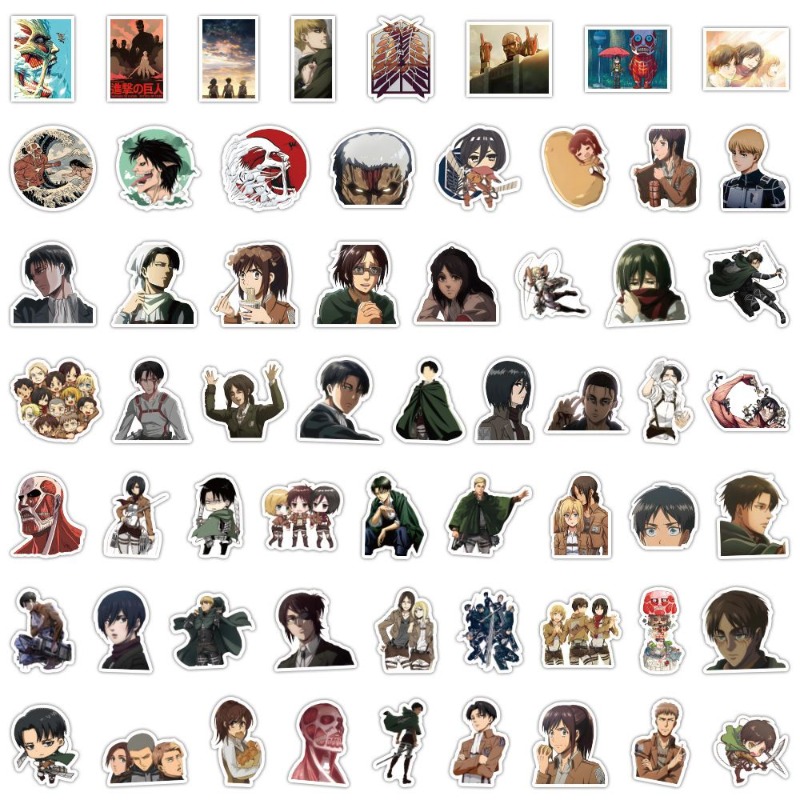 60枚入り 進撃の巨人 アニメステッカー かわいい 防水デカ - Laptop Accessories Stickers のレビューと価格