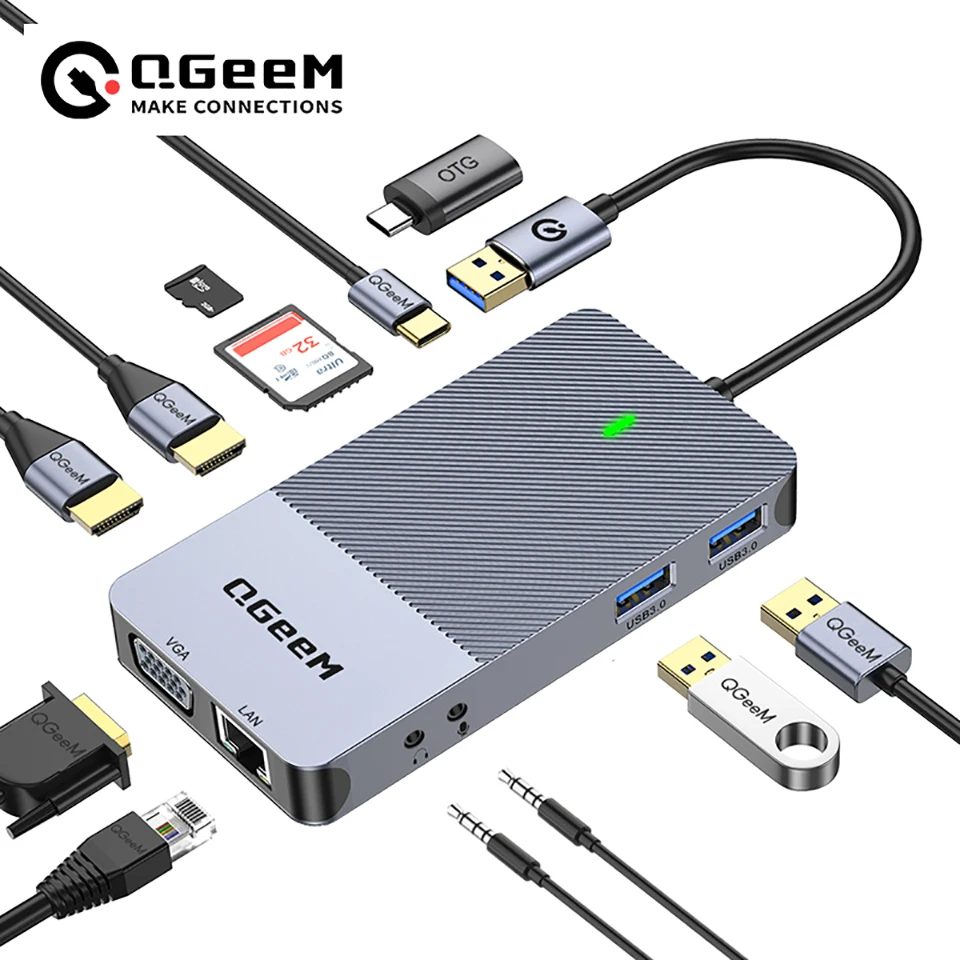 QGeeM USB 3.0 ドッキングステーション、トリプル - Laptop Accessories Hub のレビューと価格