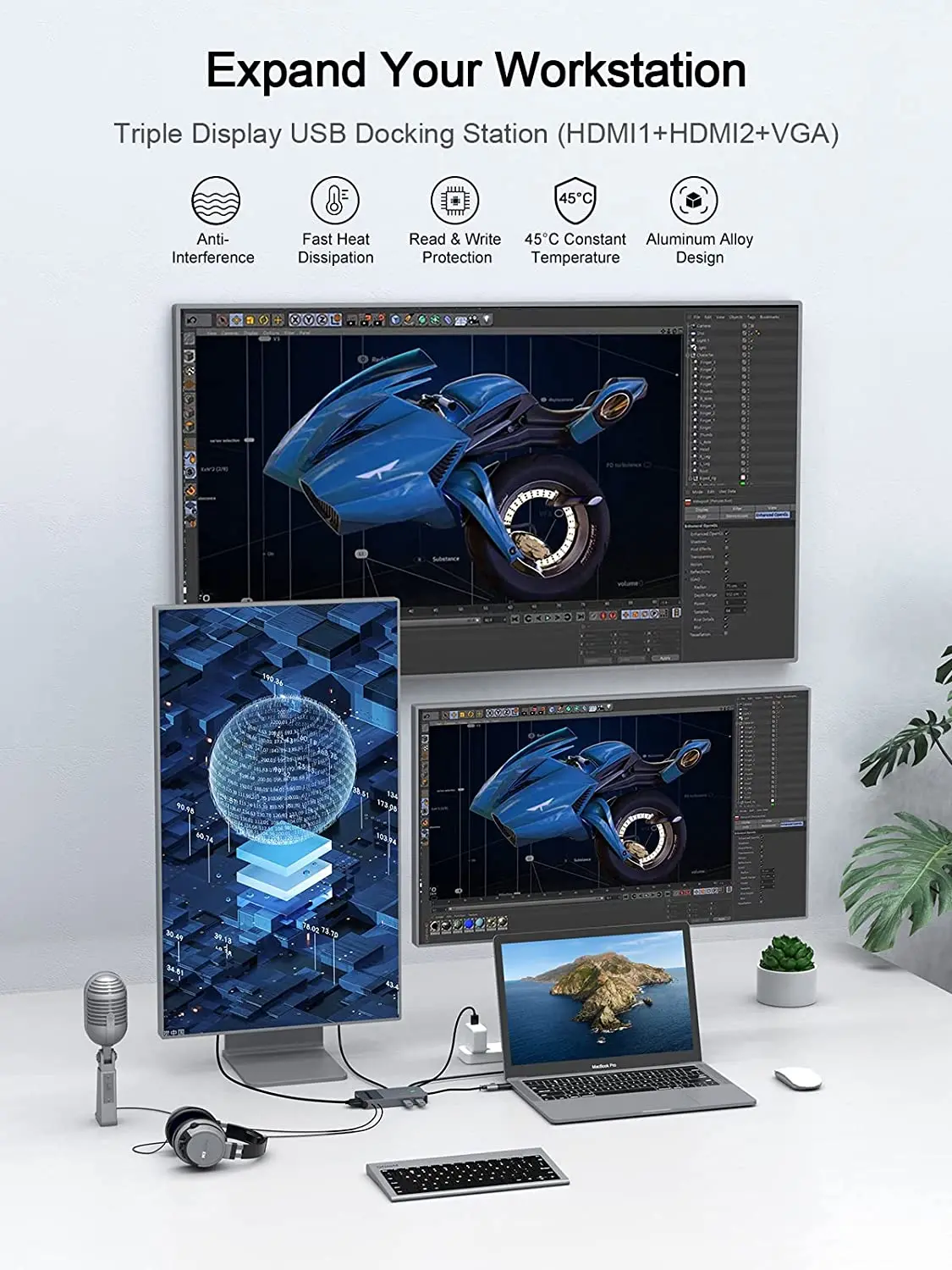 QGeeM USB 3.0 ドッキングステーション、トリプル - Laptop Accessories Hub のレビューと価格