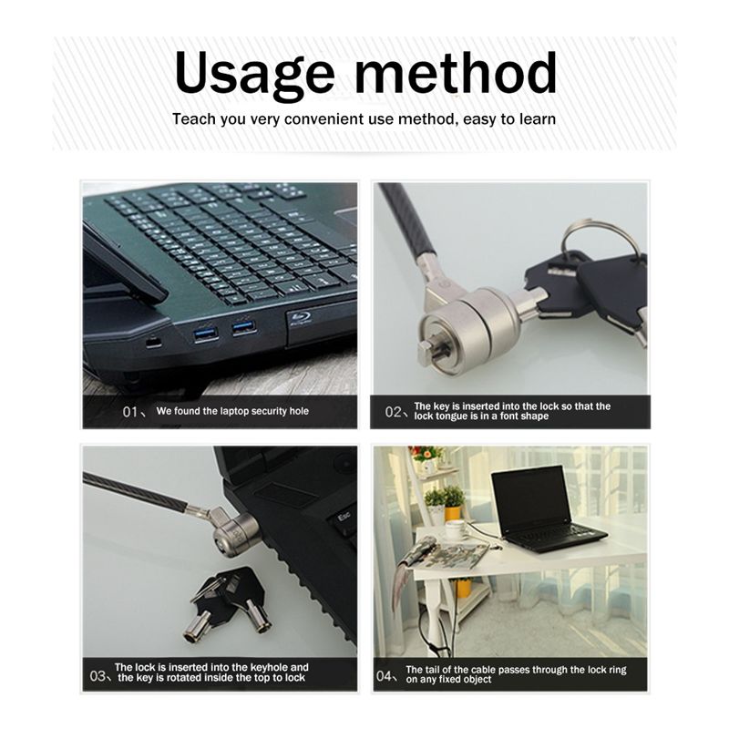 LXYB18B ノートパソコン用ロック、汎用型、伸縮式スプリ - Laptop Lock Cable のレビューと価格