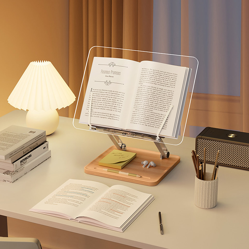 木製読書スタンド ライト付き 透明アクリル 多機能リフティン - Laptop Related Accessories のレビューと価格