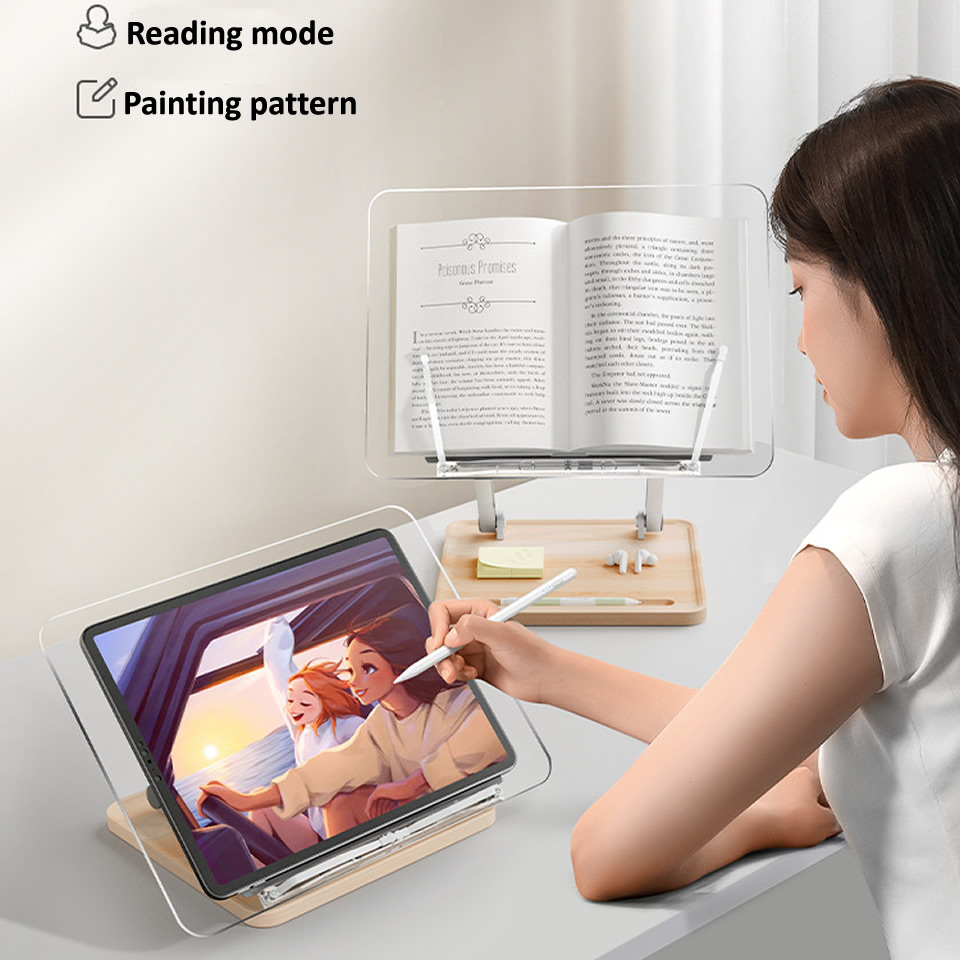木製読書スタンド ライト付き 透明アクリル 多機能リフティン - Laptop Related Accessories のレビューと価格