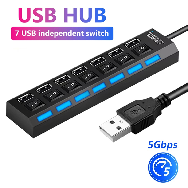 7 ポート USB 2.0 ハブスプリッターラップトップコン - Laptop Accessories Hub のレビューと価格